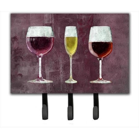 Carolines Treasures Carolines Treasures SB3073TH68 Three Glasses Of Wine Purple Leash Or Key Holder SB3073TH68
